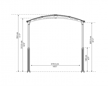 Palram-Canopia Alu Carport Arcadia ALPIN 8500 grau Polycarbonat BxT 359x863cm