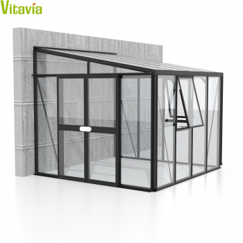 Vitavia Anlehngewächshaus Athena 7000 ESG/HKP TxB 266x271cm 7m² Alu schwarz