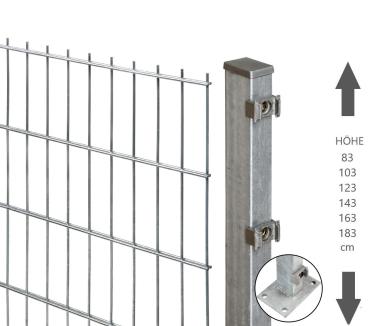 Elmar Jung Doppelstabmattenzaun Excellent verzinkt Pfosten 40/60 mit Bodenplatte