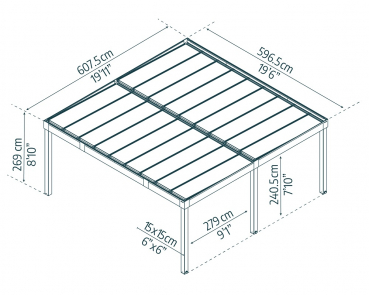 NEUHEIT Palram-Canopia Moderner Alu Doppel Carport OSLO 20x20 6x6m Polycarbonat