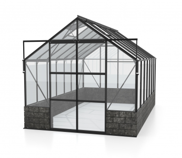 Vitavia Gewächshaus Cassandra 11500 BxT 257x448cm ESG Alu schwarz Sockel Basalt