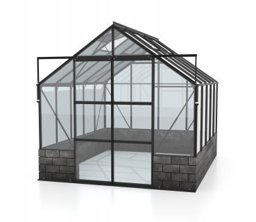 Vitavia Gewächshaus Cassandra 8300 BxT 257x323cm ESG Alu schwarz Sockel Basalt