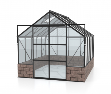 Vitavia Gewächshaus Cassandra 8300 BxT 257x323cm ESG Alu schwarz Sockel Herbstlaub