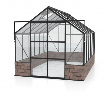 Vitavia Gewächshaus Cassandra 9900 BxT 257x385cm ESG Alu schwarz Sockel Herbstlaub