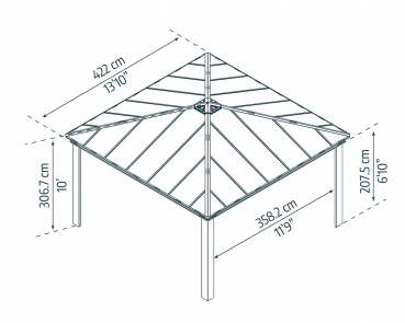 Palram-Canopia Carport COLORADO 4.3x4.3 (422x422cm) Alu grau 6mm Polycarbonat grau