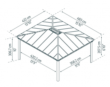 Palram-Canopia Carport COLORADO 4.3x4.8 (422x483cm) Alu grau 6mm Polycarbonat grau