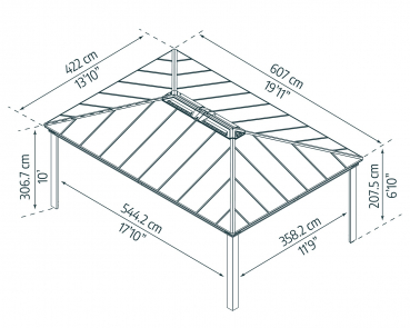 Palram-Canopia Carport COLORADO 4.3x6 (422x607cm) Alu grau 6mm Polycarbonat grau