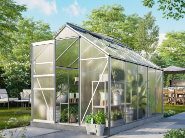 Preview: Vitavia Gewächshaus Comet 6200 4mm HKP BxTxH 195x321x197cm 6,2m² Alu eloxiert