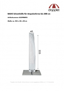 Doppler/Derby Schirmhülle für Ampelschirme bis 300cm 225x50x40cm RV + Stab