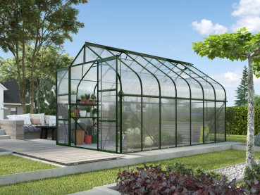 Preview: AKTION Gewächshaus Diana 11500 4mm HKP BxTxH 264x445x255cm 11,5m² Alu smaragd