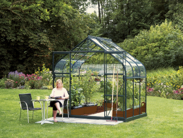 SET Vitavia Gewächshaus Diana 5000 ESG BxT 264x195cm smaragd + Fundamentsrahmen