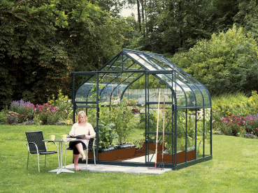 Preview: Vitavia Gewächshaus Diana 6700 ESG Glas BxTxH 264x258x255cm 6,7m² Alu smaragd