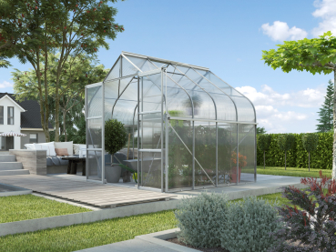 SET Vitavia Gewächshaus Diana 6700 4mm HKP 264x258cm eloxiert + Fundamentsrahmen