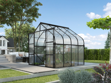 SET Vitavia Gewächshaus Diana 6700 4mm HKP 264x258cm schwarz + Fundamentsrahmen