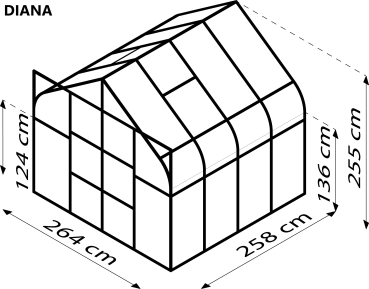 Vitavia Gewächshaus Diana 6700 4mm HKP BxTxH 264x258x255cm 6,7m² Alu smaragd