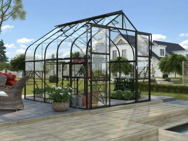 Preview: Vitavia Gewächshaus Diana 8300 ESG Glas BxTxH 264x321x255cm 8,3m² Alu schwarz