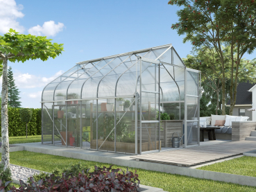 SET Vitavia Gewächshaus Diana 9900 4mm HKP 264x383cm eloxiert + Fundamentsrahmen