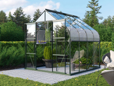 Preview: SET Vitavia Gewächshaus Diana 6700 ESG BxT 264x258cm smaragd + Fundamentsrahmen