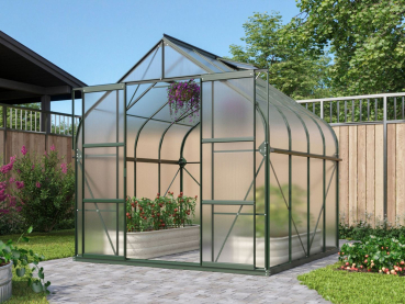 Preview: SET Vitavia Gewächshaus Diana 6700 4mm HKP 264x258cm smaragd + Fundamentsrahmen