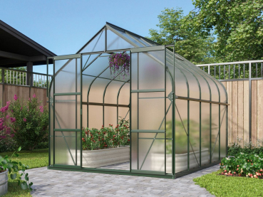 SET Vitavia Gewächshaus Diana 8300 4mm HKP 264x321cm smaragd + Fundamentsrahmen
