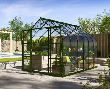 Preview: SET Vitavia Gewächshaus Diana 9900 ESG BxT 264x383cm smaragd + Fundamentsrahmen