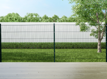 Preview: Elmar Jung 10m Einstabmattenzaun Set Standard 100cm hoch grün 6 Pfosten 40/40