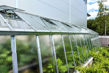 Vario Stabiles Stahl Anlehngewächshaus EMIL Nörpelglas Breite: 275cm Längen: 300-450-600-750cm