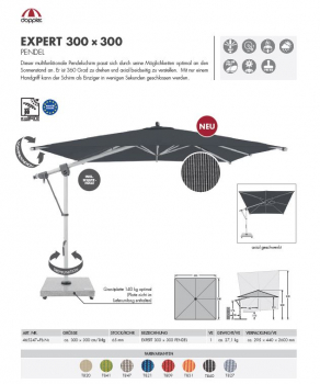 Doppler Multifunktionaler Pendelschirm EXPERT 300x300cm Natur