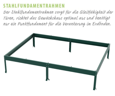 Preview: SET Vitavia Gewächshaus Diana 5000 ESG BxT 264x195cm smaragd + Fundamentsrahmen