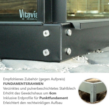 AKTION Vitavia Gewächshaus Jupiter 8300 257x321 ESG Glas Alu schwarz + 2 Dachlüfter gratis