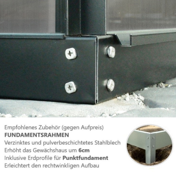Preview: Vitavia Gewächshaus Diana 6700 4mm HKP BxTxH 264x258x255cm 6,7m² Alu schwarz