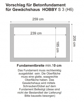 Vario Stahl Gewächshaus Hobby S 3 Nörpelglas 4mm BxL:197x251cm 5m² verzinkt