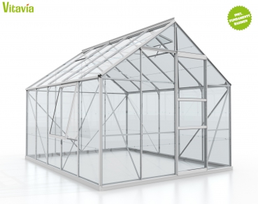 SET Vitavia Gewächshaus Meridian 1 8300 ESG Glas eloxiert + Fundamentsrahmen