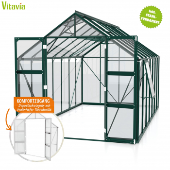 Vitavia Gewächshaus Olymp 11500 257x448cm ESG Glas smaragd + Fundamentsrahmen