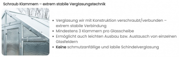 Vario Stahl Gewächshaus Kärnten 5 Nörpelglas 4mm BxT 276x505cm 13,9m² Moosgrün