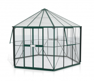 Vitavia Gewächshaus Pavillon Hera 9000 ESG/HKP 3/6mm 383x329cm 9m² Alu smaragd