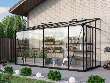 Preview: Vitavia Anlehngewächshaus Ida 7800 BxT 387x201cm 7,8m² ESG/HKP Alu schwarz