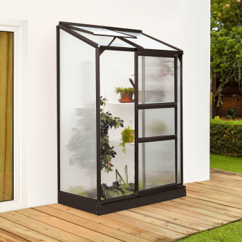 Preview: AKTION Vitavia SET Anlehngewächshaus Ida 900 BxT 131x69 4mm HKP schwarz + Fundament