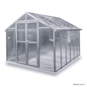 Vario Stahl Gewächshaus Junior 4 Nörpelglas 4mm BxT 249x406cm 10m² verzinkt