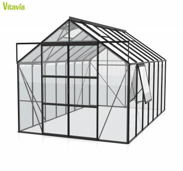 Vitavia Gewächshaus Jupiter 11500 BxTxH 257x445x248cm ESG Glas Alu schwarz