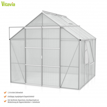 AKTION Vitavia Gewächshaus Jupiter 6700 6mm HKP 257x258 6,7m² Alu eloxiert + 2 Dachlüfter gratis