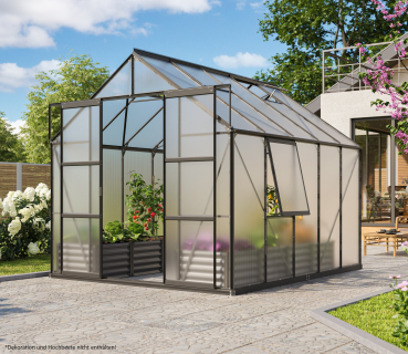 SPARSET Vitavia Gewächshaus Jupiter 8300 6mm HKP 257x321 schwarz + Fundamentsrahmen