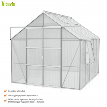 AKTION Vitavia Gewächshaus Jupiter 8300 257x32 HKP 6mm Alu eloxiert + 2 Dachlüfter gratis