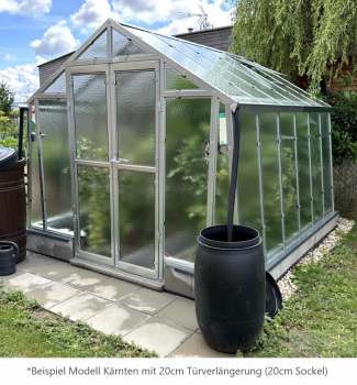 Vario Stahl Gewächshaus Kärnten 5 Nörpelglas 4mm BxT 276x505cm 13,9m² Moosgrün