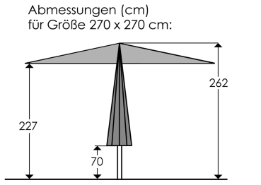 Schneider Alu/Stahl Kurbelschirm Korsika 270x270cm Stock 48mm Weboptik silbergrau
