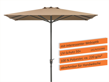 Preview: Schneider Alu/Stahl Kurbelschirm Korsika 270x270cm Stock 48mm Weboptik Natur