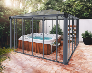 Palram-Canopia geschlossener Aluminium Pavillon LEDRO 3600 3,6x3,6m 12x12 Polycarbonat/Acryl