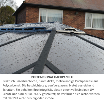Palram-Canopia geschlossener Aluminium Pavillon LEDRO 4300 3x4.3m 10x14 Polycarbonat/Acryl