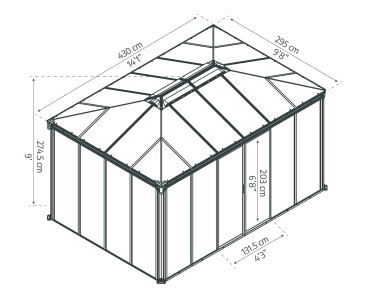 Palram-Canopia geschlossener Aluminium Pavillon LEDRO 4300 3x4.3m 10x14 Polycarbonat/Acryl