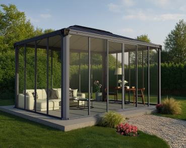 Palram-Canopia geschlossener Aluminium Pavillon LEDRO 4300 3x4.3m 10x14 Polycarbonat/Acryl